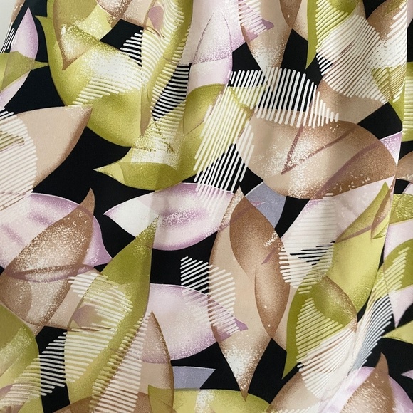 Vintage Midi Skirt Geometric print Lime green Lavender Tan Black Sz 16 - Picture 4 of 8